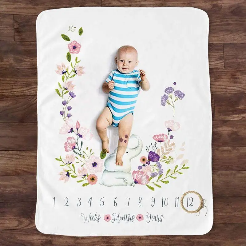 Cién nacido Swaddle Record Growth Manawet Baby Baby Monthly Milestone Blanket L4MC