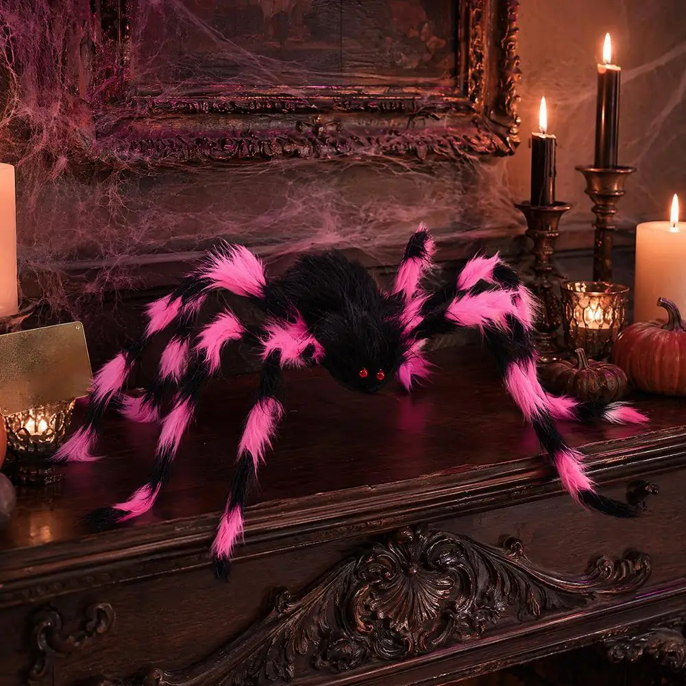 Araña de Peluche, Araña Falsa de Peluche, Araña Peluda, Decoración de Halloween, Accesorio Suave y Peludo para Jardín Exterior, Casa Embrujada, Fiesta Interior