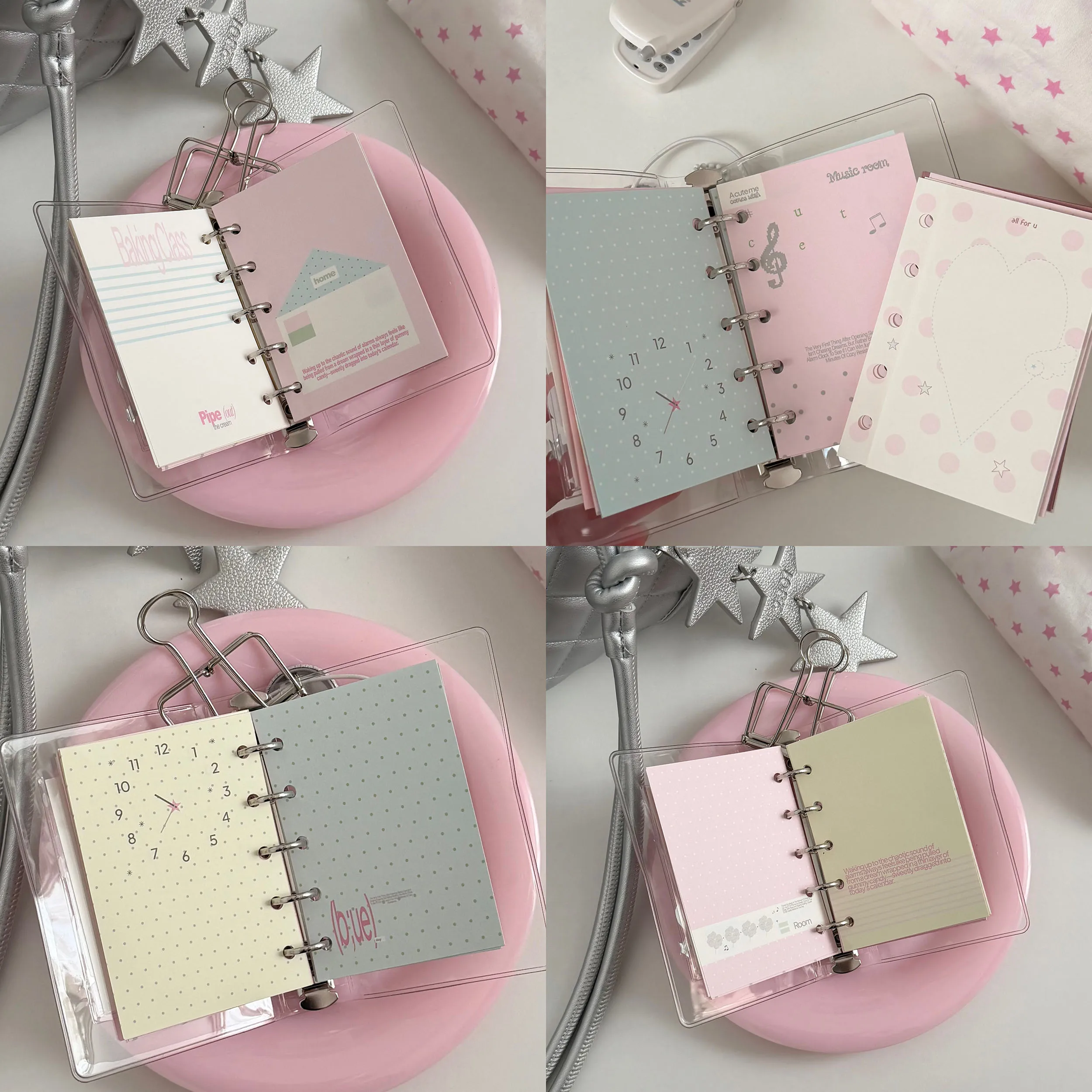 M5 30 Sheets Kawaii Clock Note Paper Cute Planner Accessories Insert Pages 5-Hole Loose Leaf Refill for Journal Scrapbook