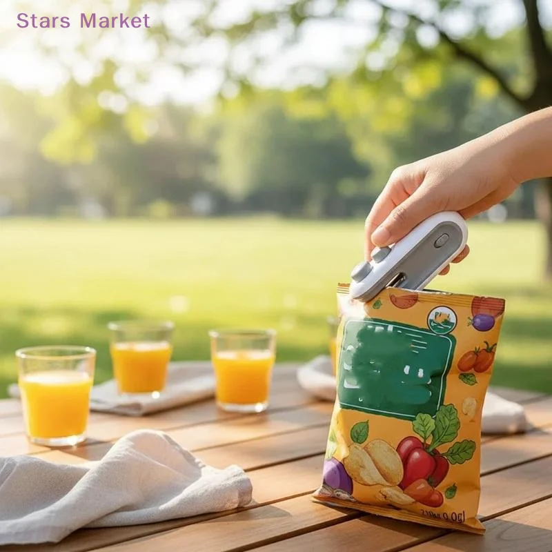 Portable Mini Bag Sealer With 2 In 1 Sealing And Cutting Function Perfect For Home Kitchen Snack Food Storage Fresh Preservation