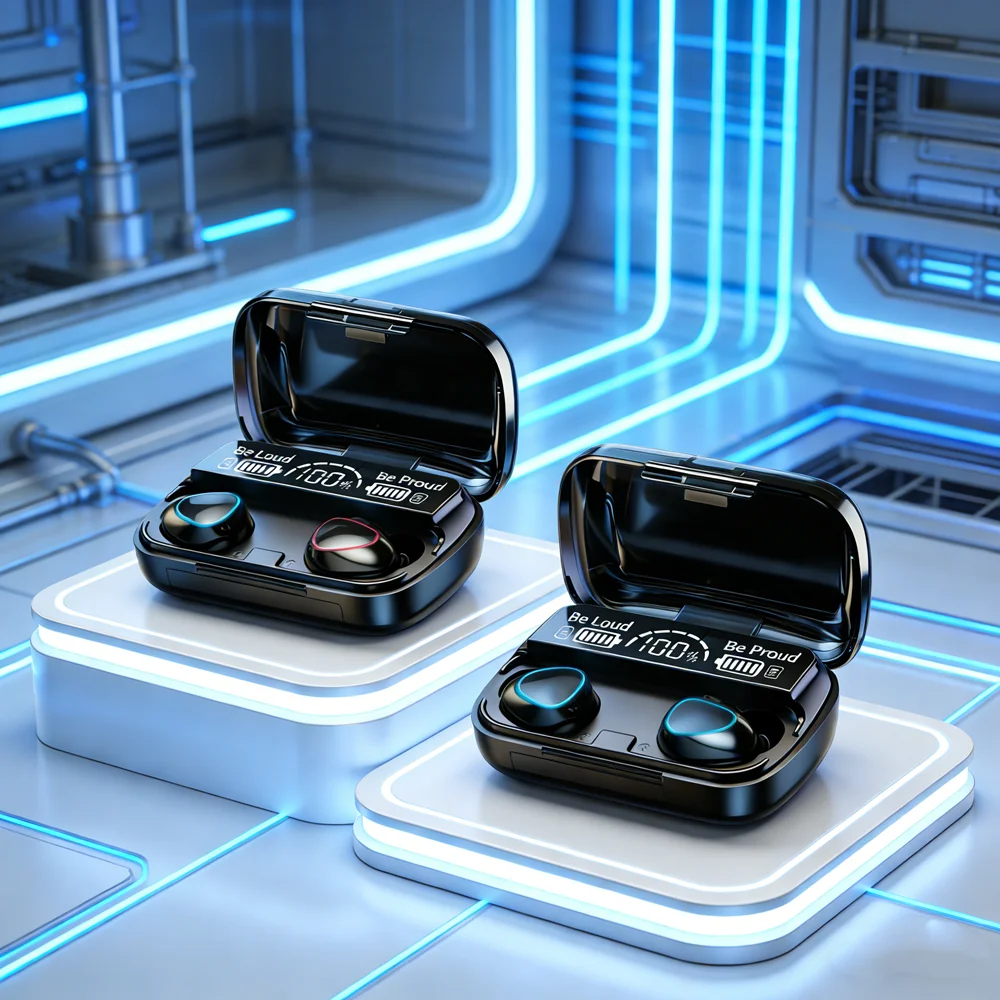 Kabellose Kopfhörer, 9D-Stereo-Ladebox, wasserdichte Sport-TWS-Bluetooth-Kopfhörer mit Mikrofon