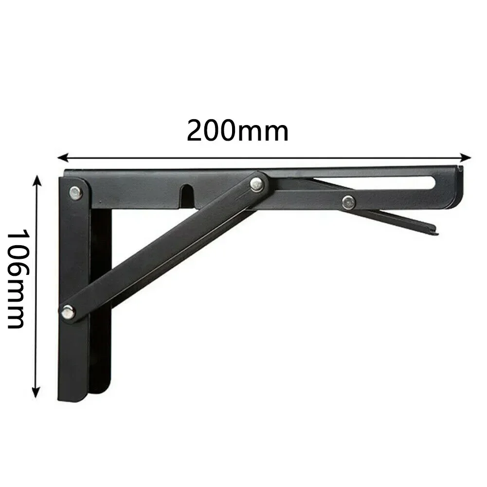 For Tables Folding Bracket Scaffold Board Motorhome New Shelf Stainless Steel 200 X 106mm 2Pieces Black+Finish