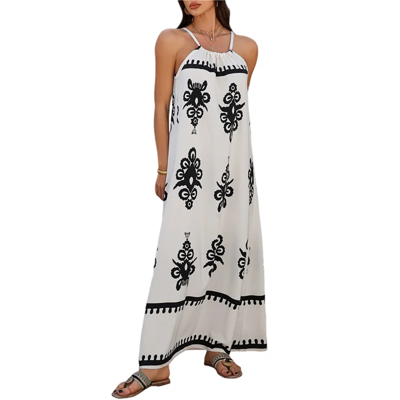 ASDS-Summer Dress For Women 2025 Floral Sundress Spaghetti Strap Flowy Beach Vacation Boho Maxi Dresses