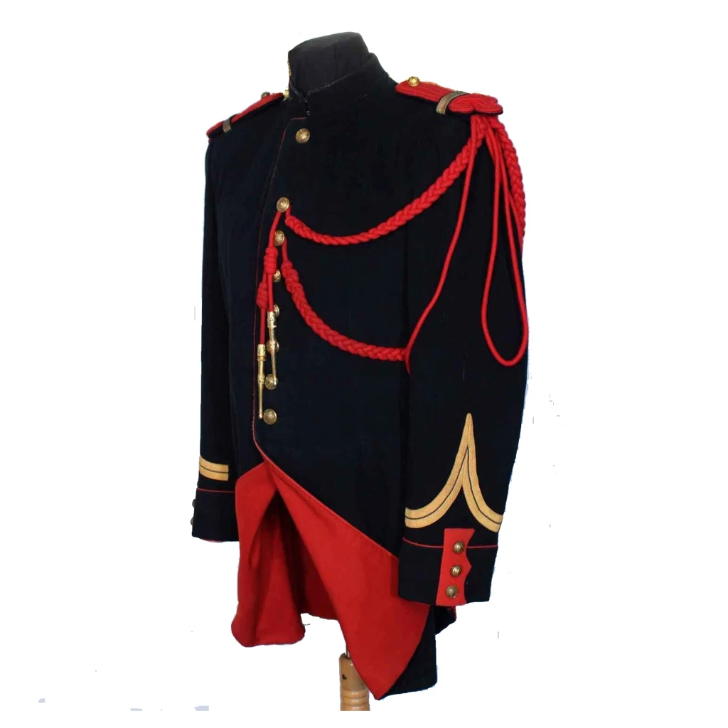 ใหม่ชุดแจ็คเก็ตทหารสีดำสำหรับผู้ชายเสื้อคลุมสีดำและแดงของทหาร napoleonic เสื้อโค้ทชุดแต่งกายแบบกำหนดเอง