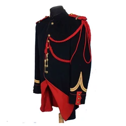 New Men's Military Black Jacket Costume Napoleonic Empire Military Black And Red Coat Hussar Costume Coat Custom Made