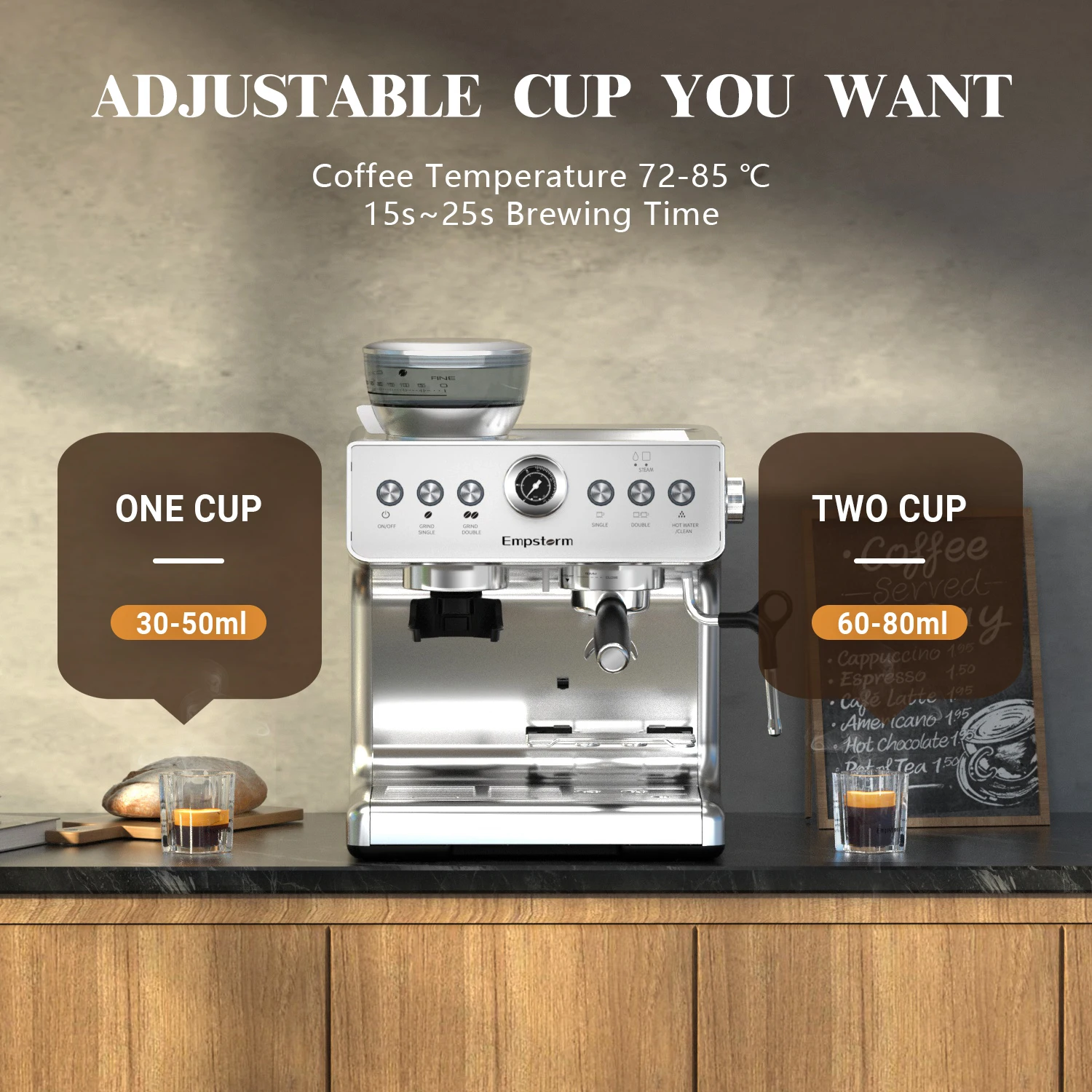 Empstorm hot selling Manual Coffee Machine With Grinder Barista Coffee Pulper espresso grinding machines for home hotel