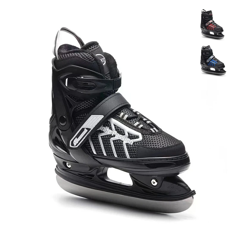 

Adjustable ice skates adults teens waterproof warm liner steel blade triple lock secure fit shock absorbing toe winter outdoor