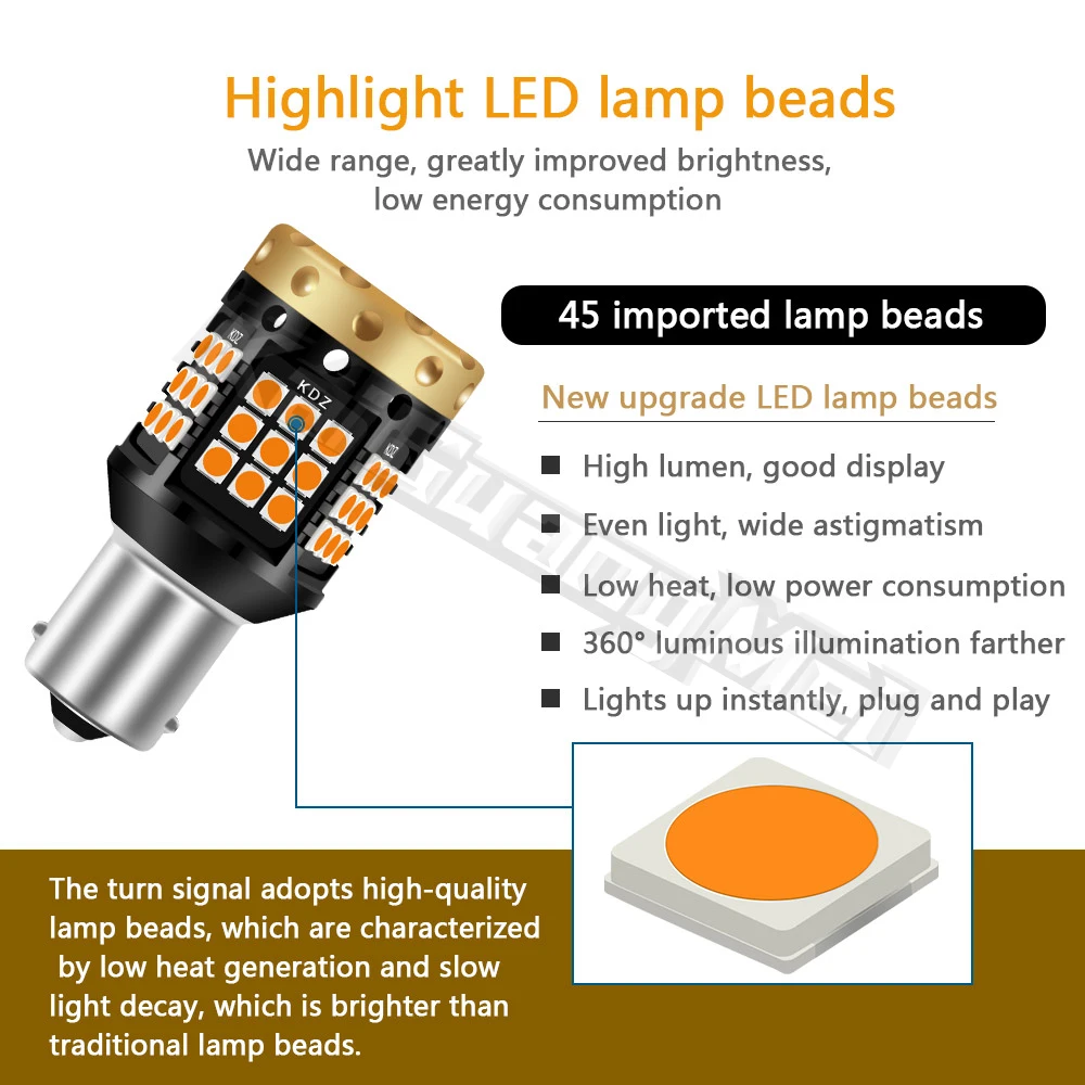 2pcs 1156 ba15s 1157 led TURN SIGNAL LAMP CANBUS LED LIGHT py21w led p21w/5w led turn Strobe bulbs 7440 t20 led reversing lights