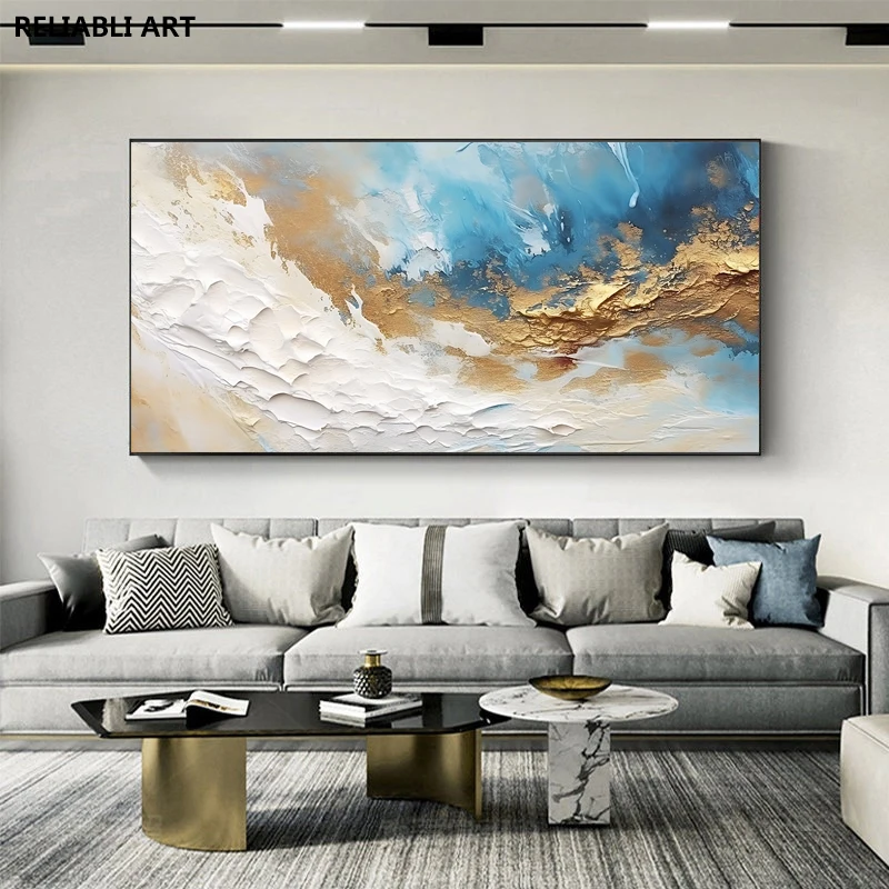 

Abstract Gold And Blue Oil Painting Art Poster,Modern Canvas Painting Home Decoration,Print Wall Art Picture Cuadros Unframed