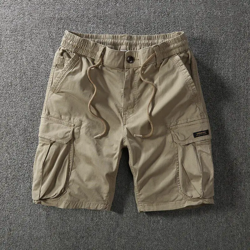 

Summer Thin Workwear Loose Fit Five-Quarter Straight Leg Shorts Breathable Casual Stretchy Sport Pants Men mid Waist Shorts