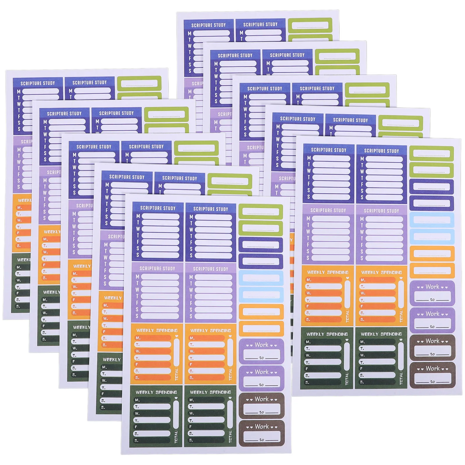 

10 листов самоклеящихся этикеток с цветовой кодировкой для планирования недели, для встреч, назначений, визитов к стоматологу, врачу и для записи задач