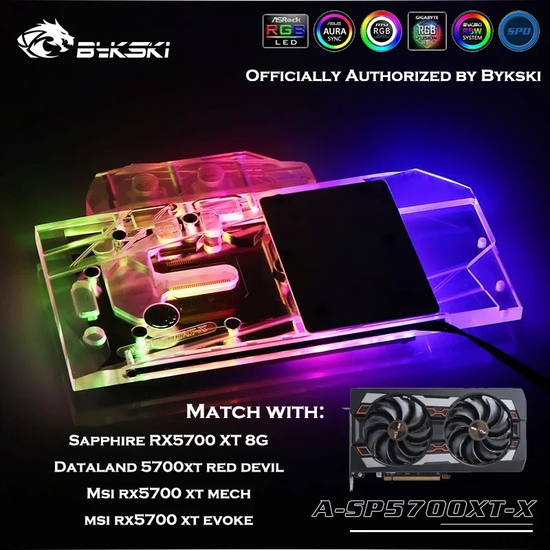 Bykski capa completa gpu bloco de água para safira rx 5700 xt pulso msi rx5700xt mech/evoke/dataland rx5700xt cartão red devil amd