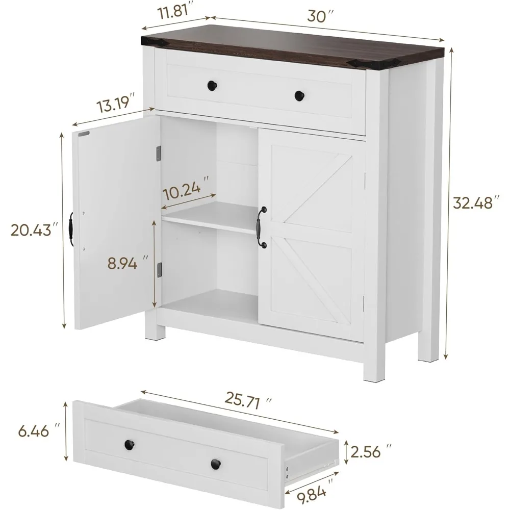 خزانة جانبية ريفية شبه مثمنة مع أرفف قابلة للتعديل وتخزين طاولة بزاوية باب الحظيرة #2