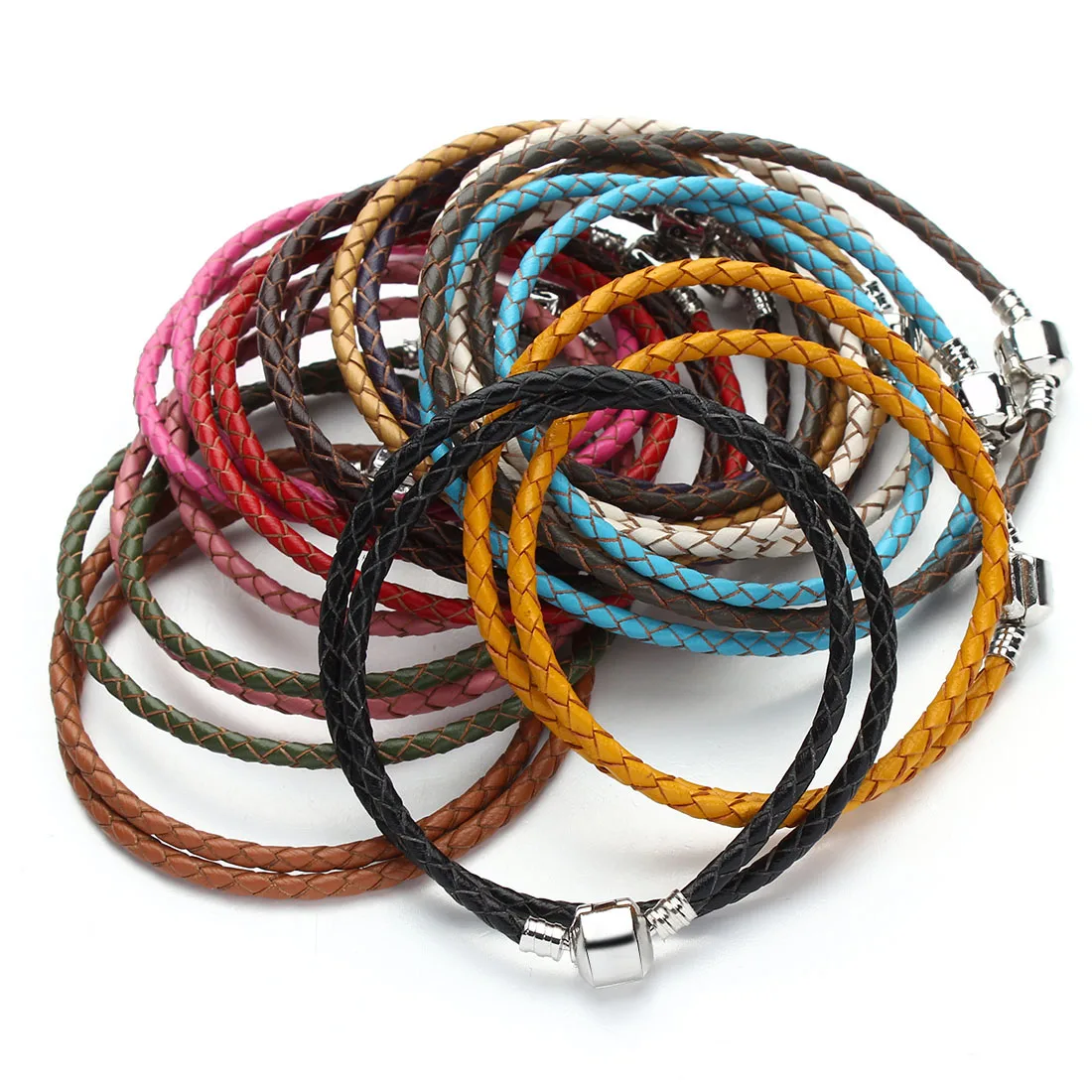 12 Colors Double layer Braided Leather Bracelet Fit Original Charm Bracelets Jewelry Making Gift For Women Men Wholesale