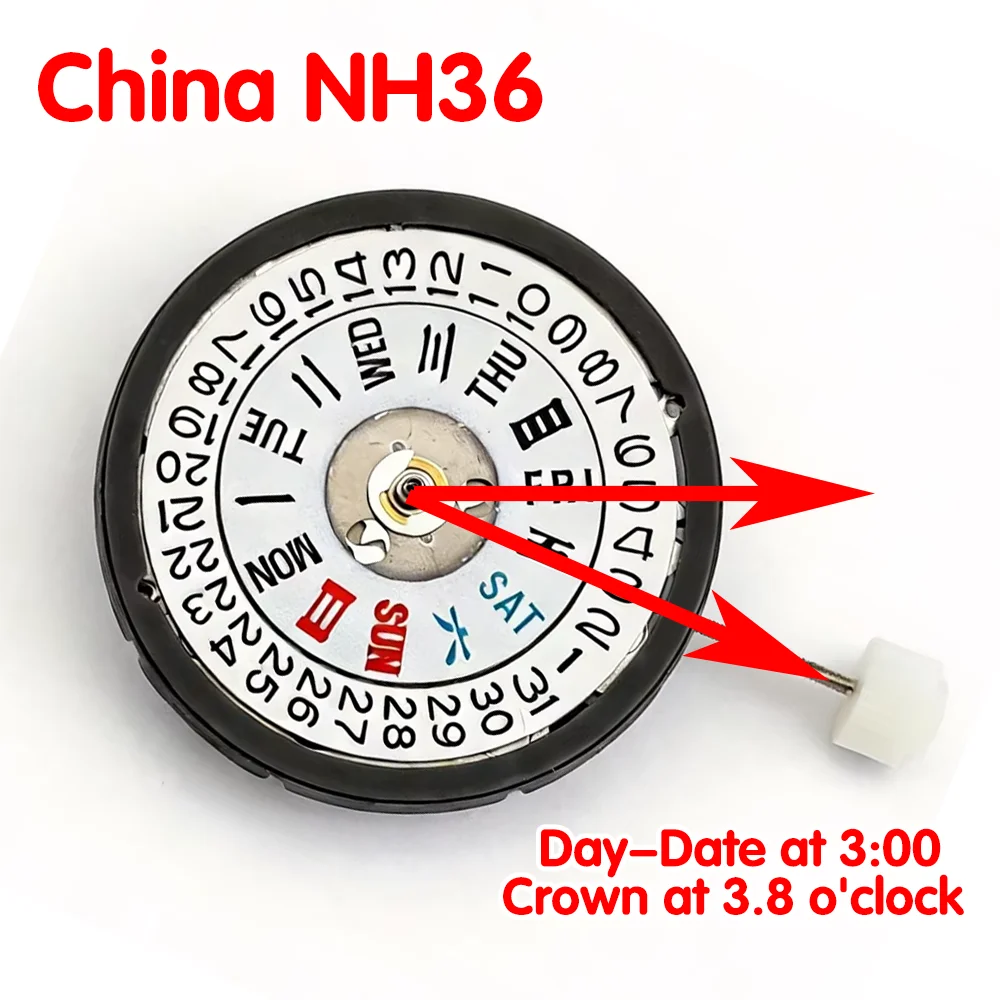 China NH35 Movement 3/3.8/4.2 Point Date Movement High Accuracy 24 Jewels Mod Watch Replacement Japan NH36 Movement