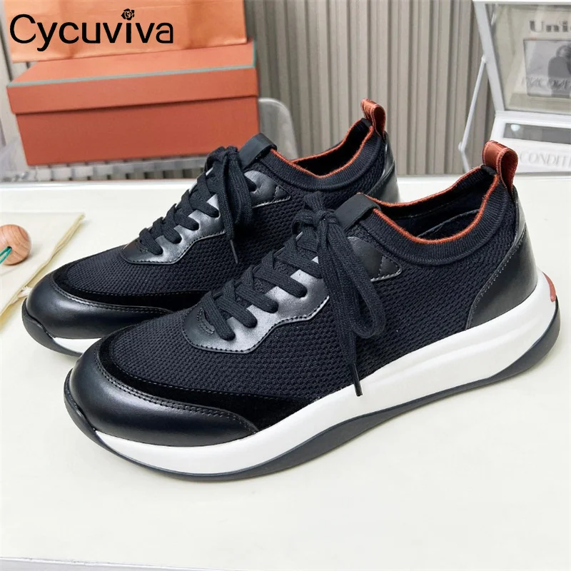 Hot Sale Ventilation Mesh Loafers Men Thick Sole Lace Up Casual Comfort Flat Shoes Male Autumn Party Holiday Walking Shoes Men