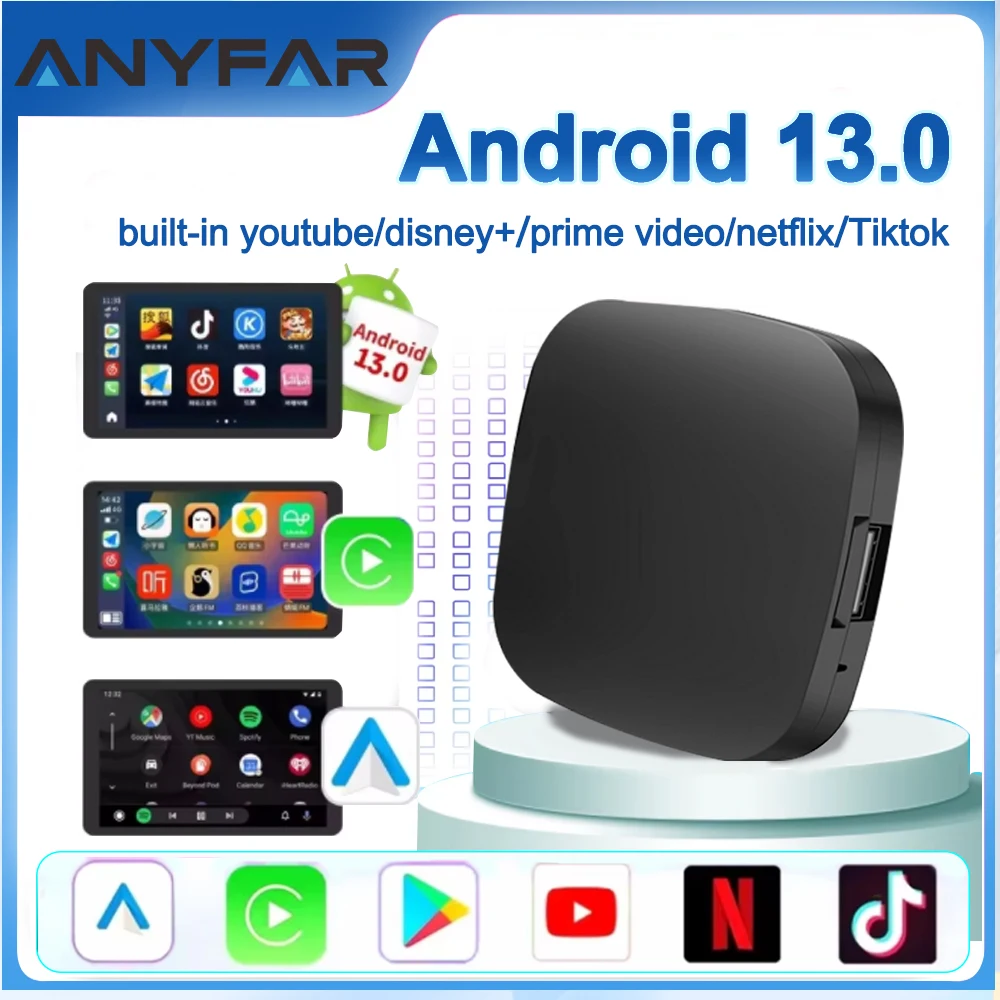 

New Android13 CarPlay Boxi Ai Box Support Netflix YouTube Google Store Wireless Carplay Android Auto adapter for OEM Wired CarPl