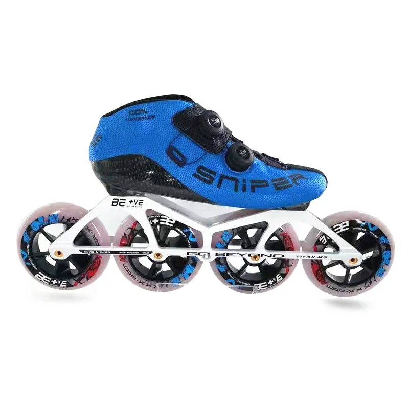 

Inline Speed Skates BE+VE Professional Competition Skate Dual-knob Locking Rotate Button Shoes for Indoor Track Racing Rolling