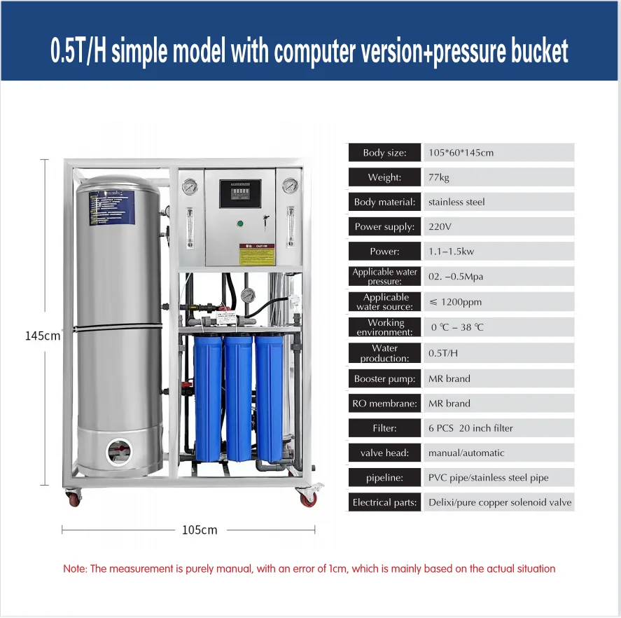 Morui Factory Outlet 250L RO Plant Reverse Osmosis Water Filter System Water Purification Pressurized Membranes