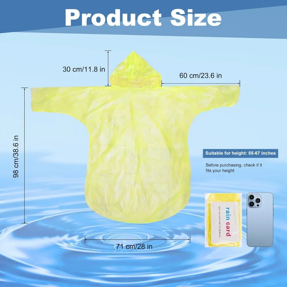 เสื้อกันฝนแบบใช้แล้วทิ้ง twoworld 30 ชิ้น สำหรับผู้หญิง จำนวนมาก, เสื้อกันฝนฉุกเฉินสำหรับผู้ใหญ่ ผู้ชาย ผู้หญิง เด็ก เดินทาง แคมป์ปิ้ง เดินป่า