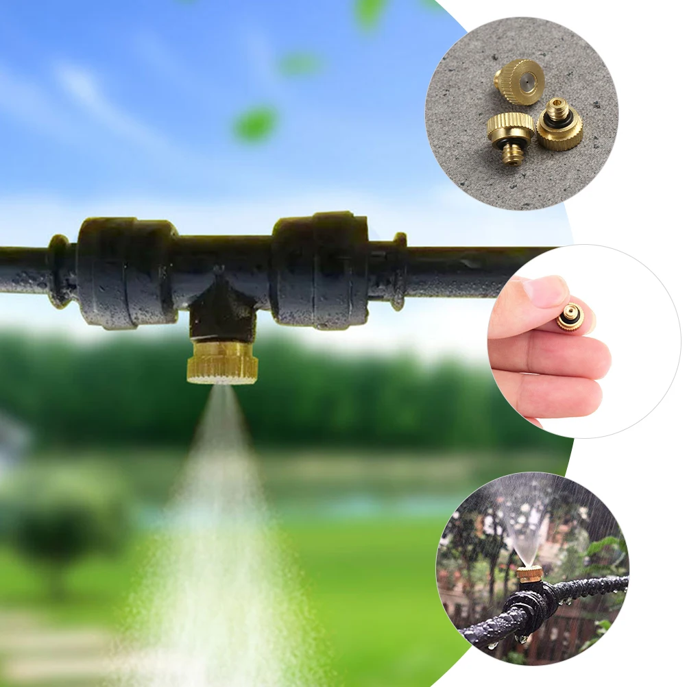 

10pcs Atomizing 0.1mm Copper Misting Spray Low Pressure Landscape Misting Nozzle Greenhouse Irrigation Sprinkler