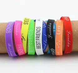 10pcs Letters Silicon Bracelet Mixed colors 12mm Glow Elastic Rubber wristbands for men women's Daily Jewelry Party Accessories