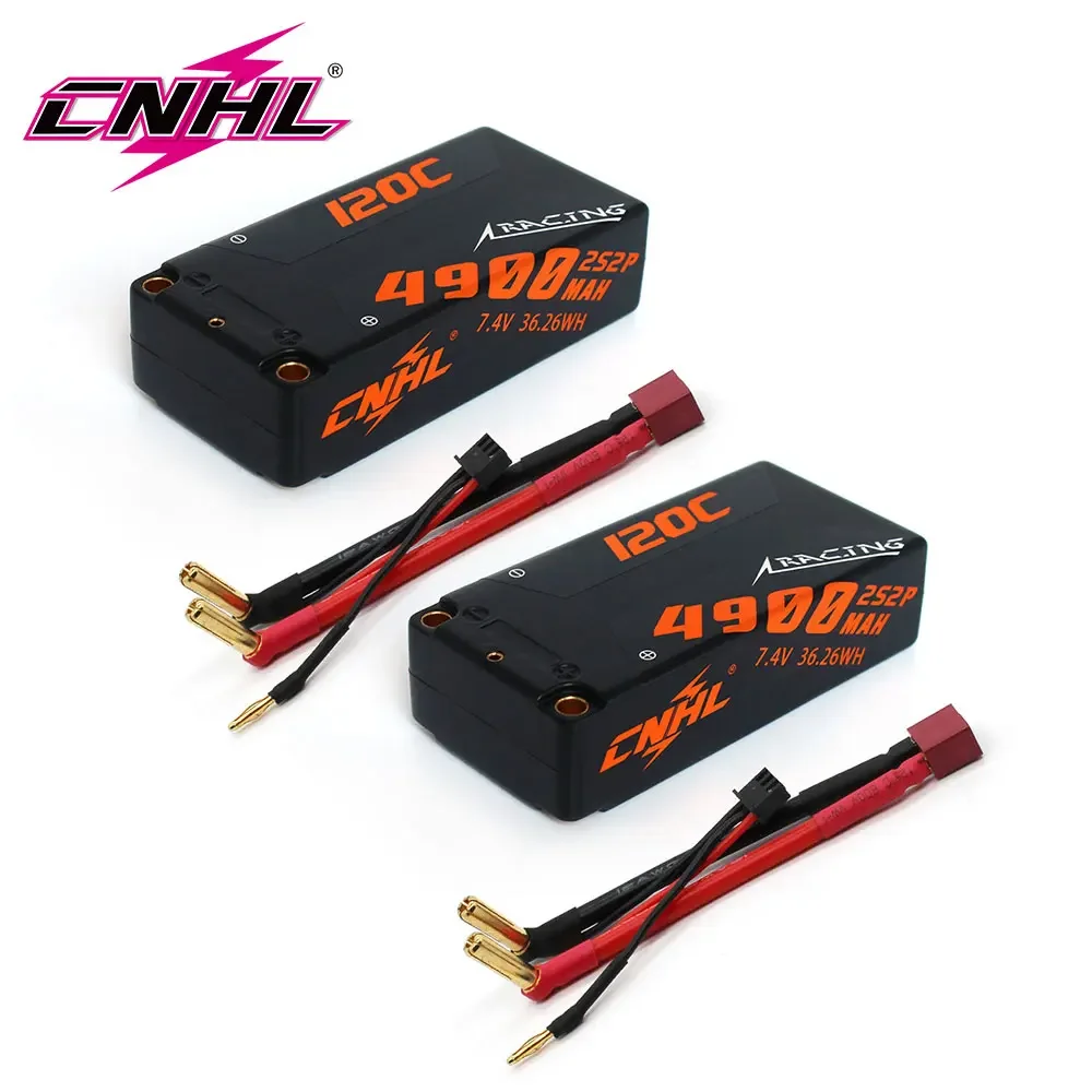 2PCS CNHL 2S Shorty Lipo Battery 7.4V 4900mAh 120C HardCase with Deans T Plug for RC Drift Car Truck Tank Vehicle Truggy Buggy