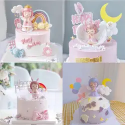 Lovely Kawaii Figure Angel Doll Action Figures DIY Cake Decorate Party Supplies For Children Cute Doll Figure Cake Topper