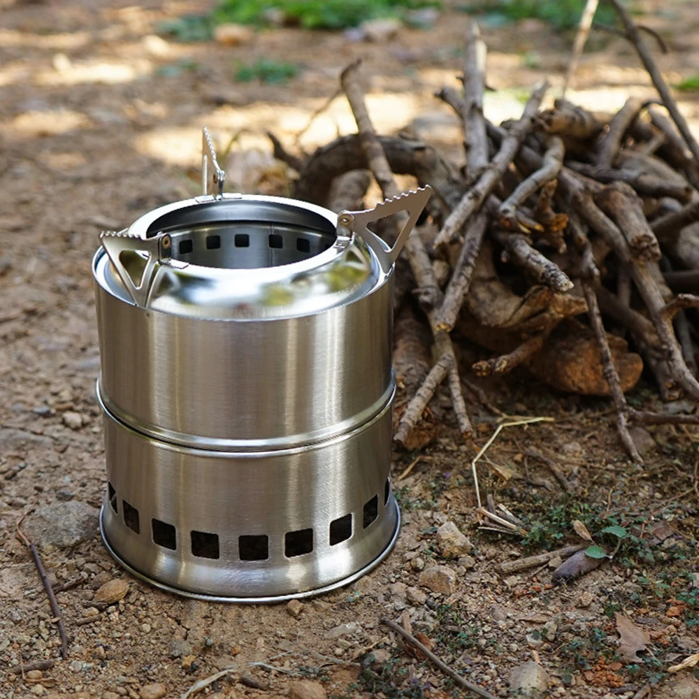 Campingkocher, tragbarer, faltbarer, winddichter Holzofen aus Edelstahl, Alkoholkocher für Outdoor-Camping, Wandern, Picknick, BBQ – Detail 6