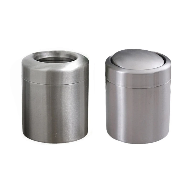 

Desktop Small Bin Stainless Steel Waste Bin Tabletop Recycling Trash Can Metal Countertop Trash Bin1.5L for Office Car