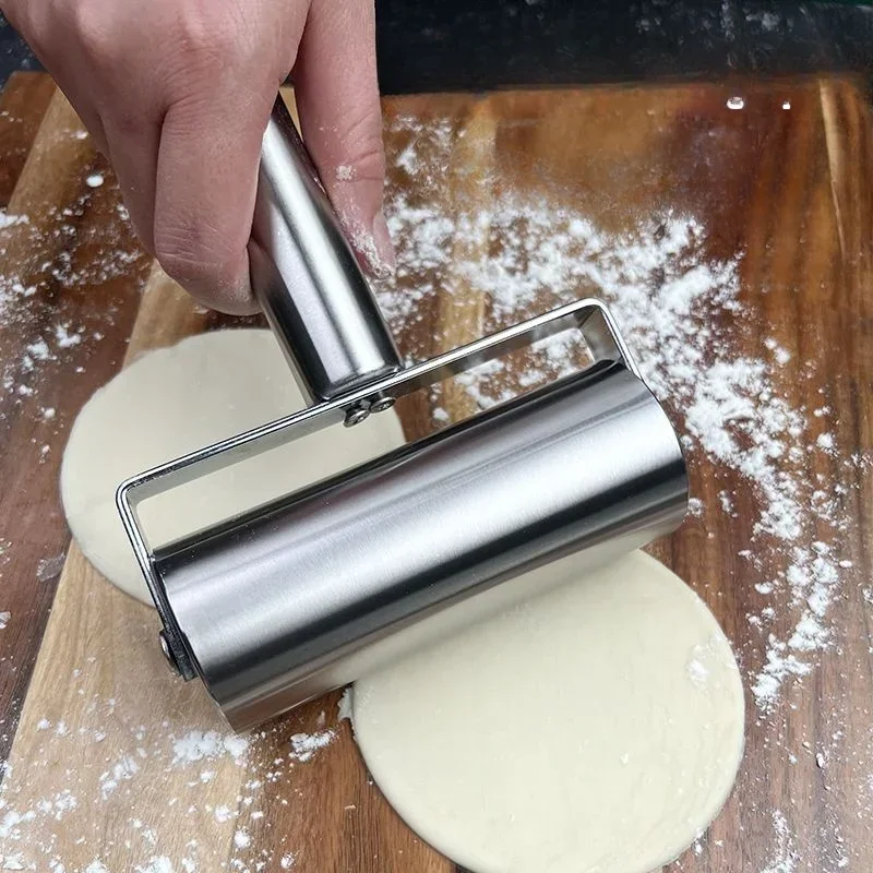 Single Handed Rolling Pin, Stainless Steel Labor-saving Dumpling Skin Rolling Pin, New Type of Dough Skin Handheld Rolling Pin