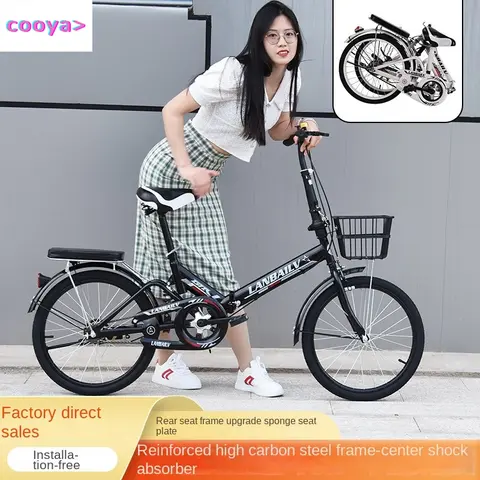 남성과 여성을 위한 Cooya 접이식 자전거 초경량 및 충격 흡수 미니 16/20/22인치 설치 필요 없음 2024