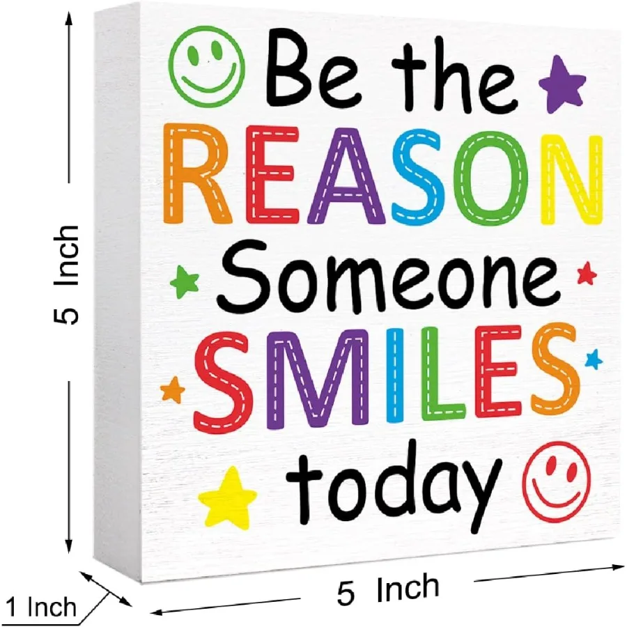 كن السبب شخص ما يبتسم اليوم علامة الخشب BlockInspiratiol صندوق خشبي علامة Motivatiol مكتب ديكور لمكتب مكعب يهتف