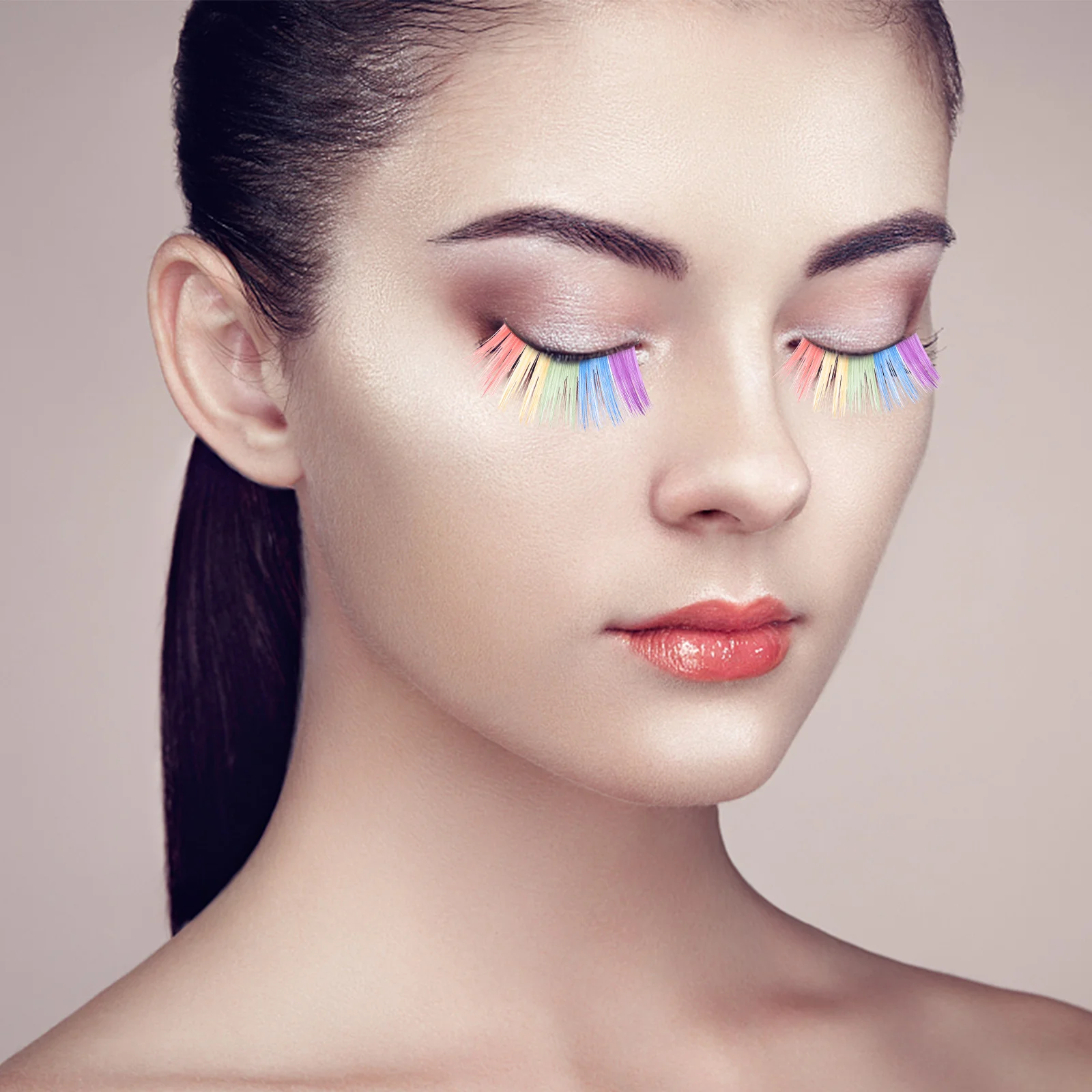 3 Paar künstliche Wimpern, glänzendes buntes Fasermaterial, leicht, Festival, Halloween, Auftritt, Karneval, auffälliges Make-up