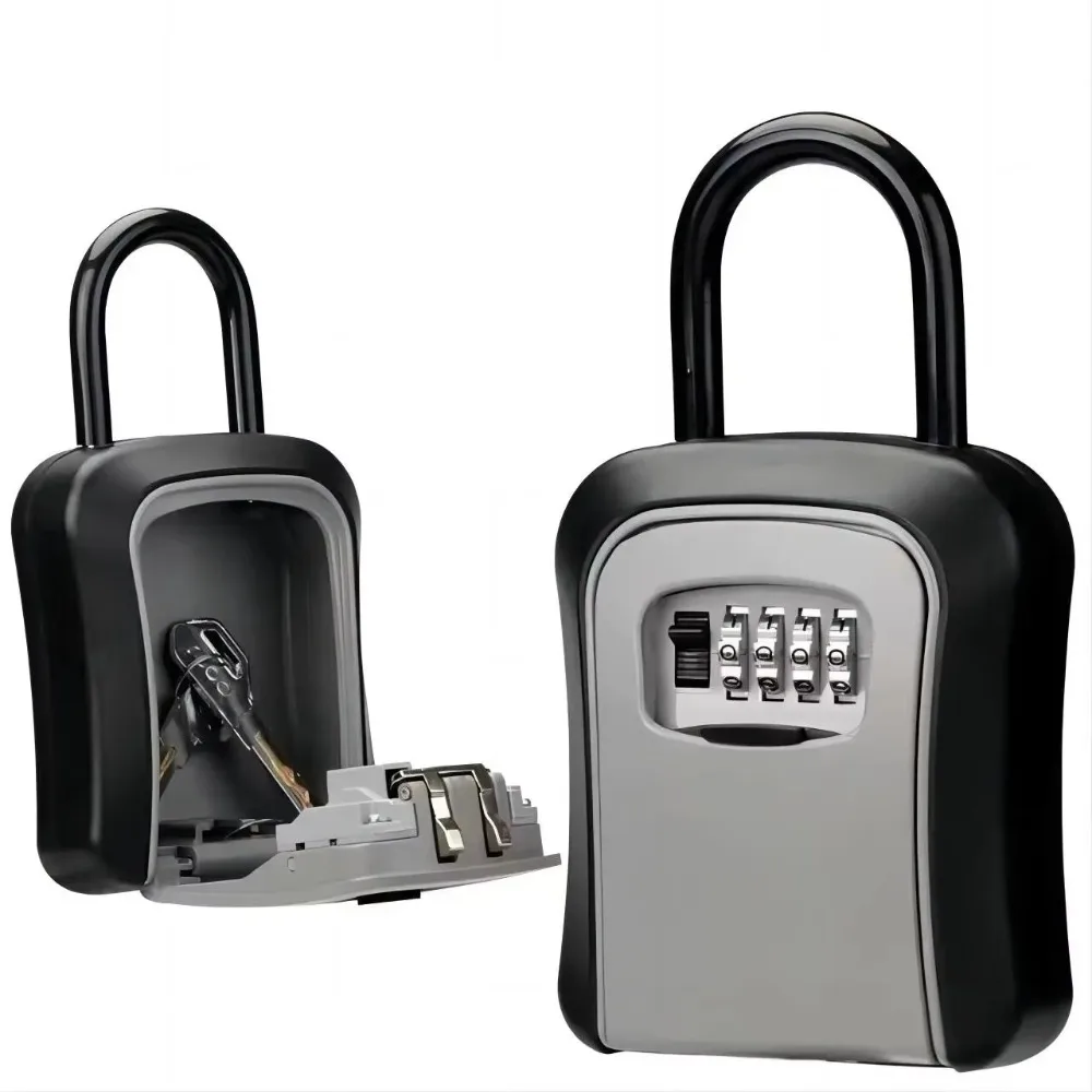 Custodia per chiavi in filo di acciaio resistente, impermeabile, codice a 4 cifre, password, scatola per chiavi, design sospeso, per la sicurezza domestica