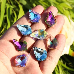 20Pcs 17x22mm Transparent Dazzling Crystal Beads Pendant Maple Leaf Spacer Beads DIY Bracelet Necklace Earrings Jewelry Making