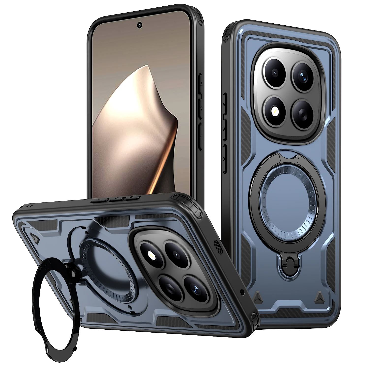 Für Xiaomi POCO M8 F8 Pro Ultra M8pro F8pro F8ultra Hülle Militärisch sturzsicher Hart-PC+TPU 360 °   Verstellbare Ring-Rückseitenabdeckung