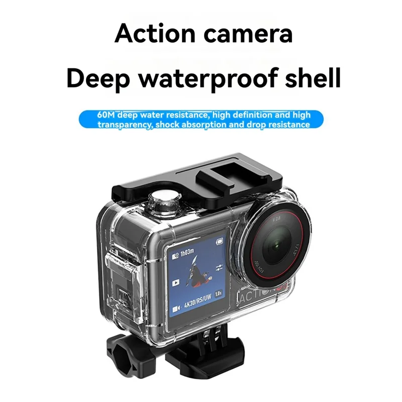 ل DJI Osmo Action 5 Pro/4/3 60M/196FT مقاوم للماء تحت الماء الغوص الإسكان مكافحة الضباب واقية قذيفة