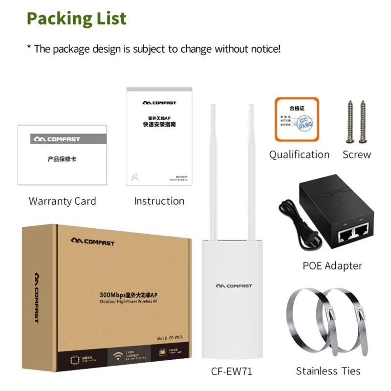 Imagem -02 - Outdoor Wireless Bridge Cpe Router Amplificador Sinal Wifi E65c Cfew71 2.4ghz 300mbps