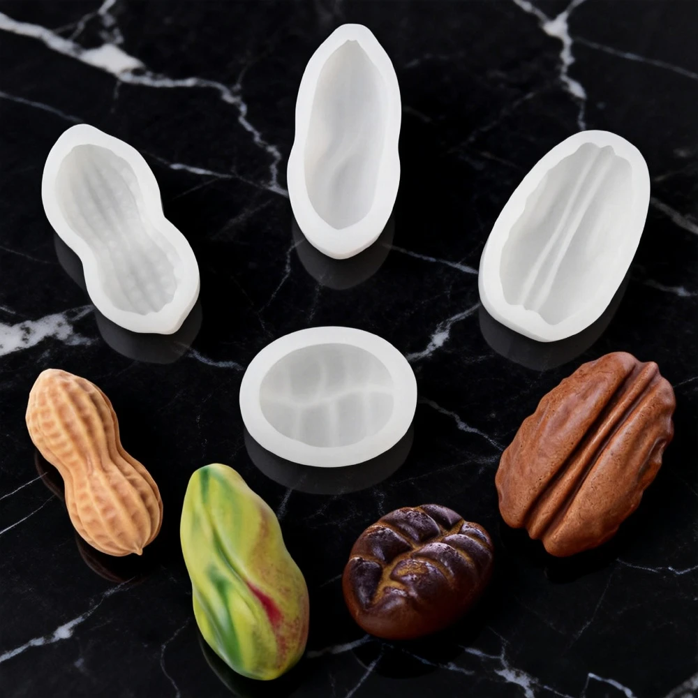 Large Size Peanut Pistachio Pecan Coffee Bean Mousse Cake Silicone Mold Chocolate Dessert Baking Mold Handmade Candle Nut Mold