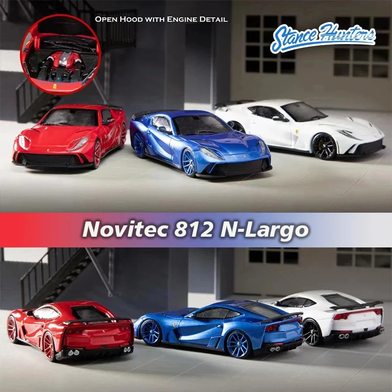 

SH In Stock 1:64 Novitec 812 N Largo Hood Opened Diecast Diorama Car Model Collection Miniature Carros Toys Stance Hunters