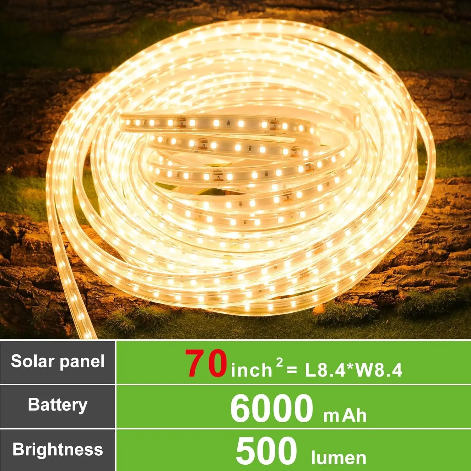 Solar Strip Lights Outdoor, Led Strip Lights Solar Powered 6000Mah 32.8Ft 800 Led, Dust To Dawn Solar Strip With Remote Auto