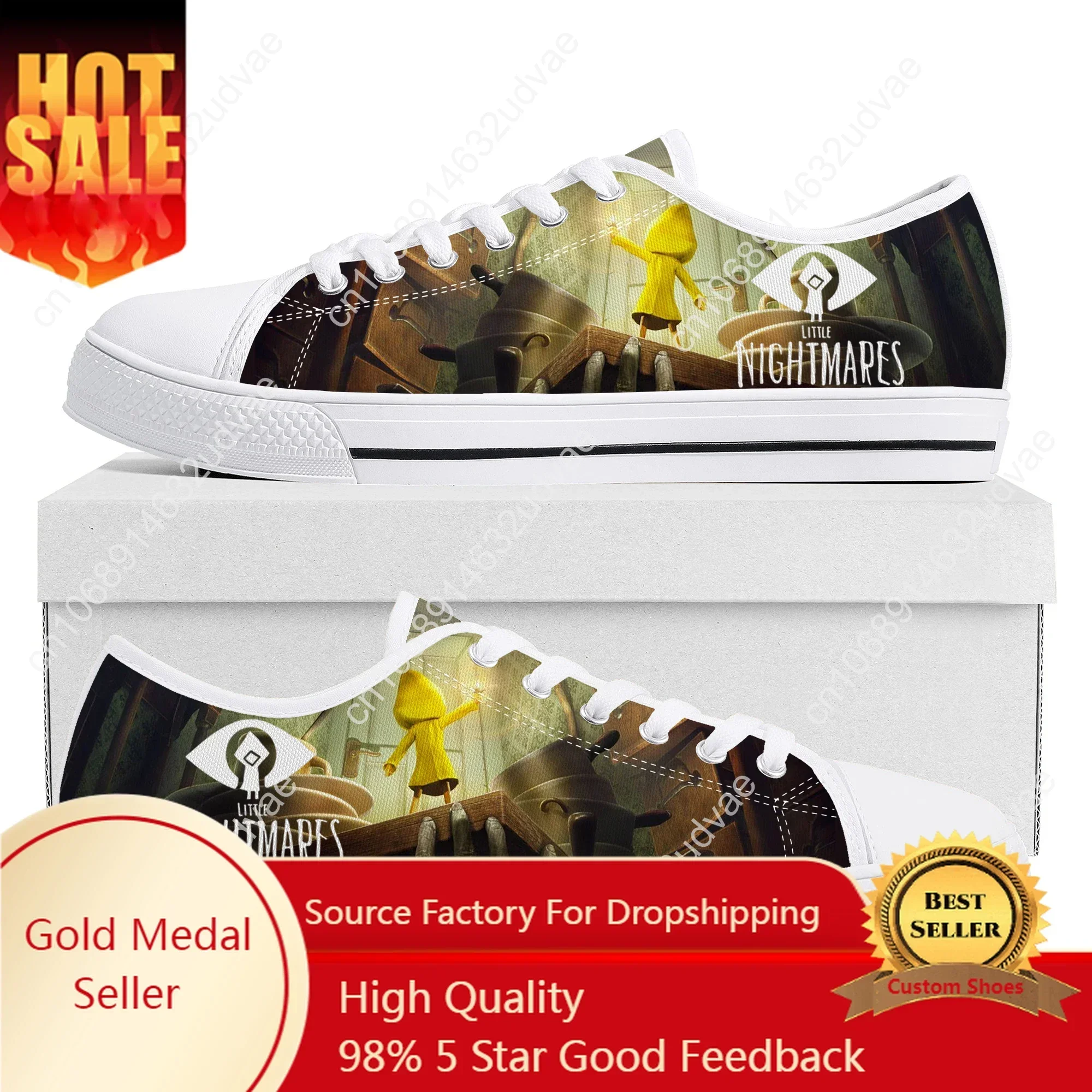 Cartoon Game Little Nightmares Movie Low Top Sneakers High Quality Mens Womens Canvas Sneaker Couple Shoes Custom Shoe