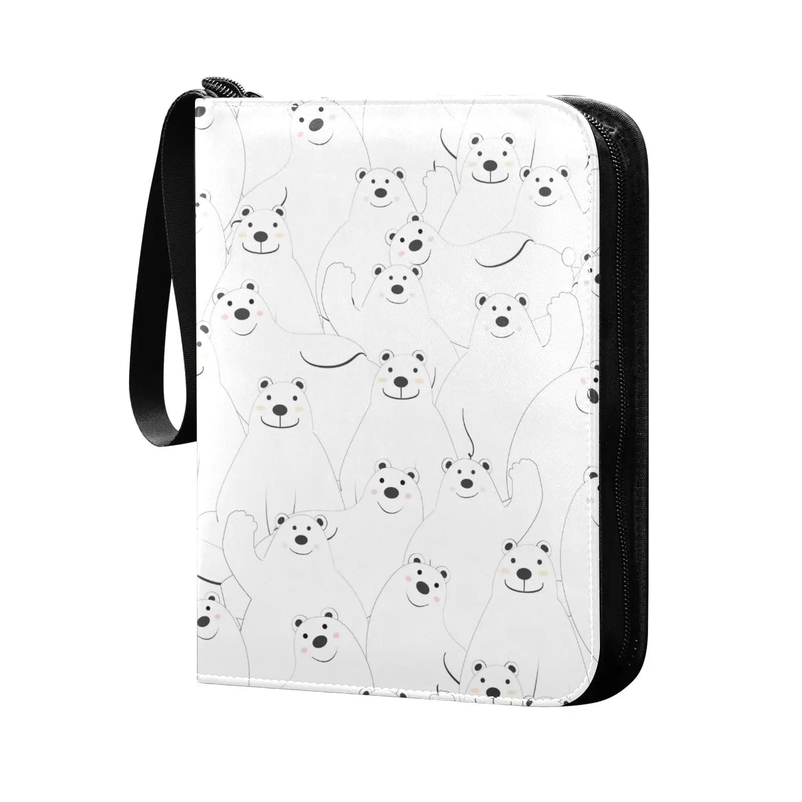 

Cute Polar Bear Cartoon 4 Pocket Cards Binder 400 Double Sided Pocket Album for Sport Game Cards Unique Card Collection Storage