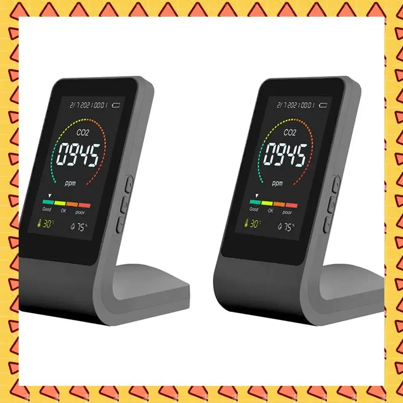 

A008 2X 3 In1 CO2 Meter Smart Air Quality Detector Digital Temperature Humidity Sensor Tester Air Quality Monitor(Black)