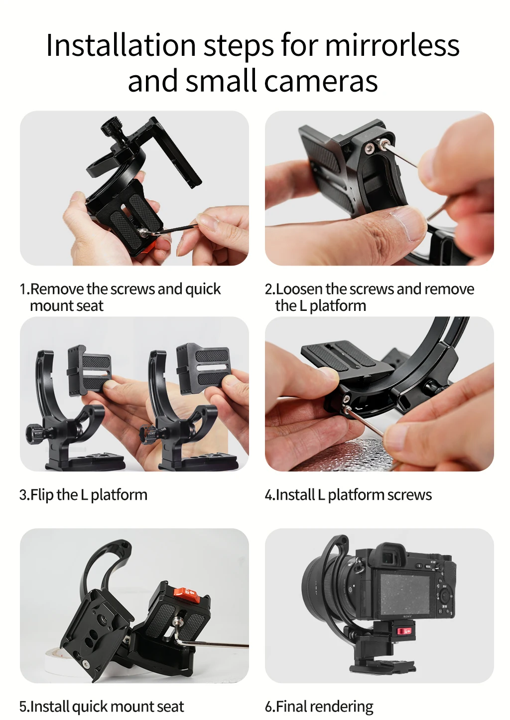 Neue DSLR Kamera Objektiv Unterstützung Halterung Halbrunden Ring Horizontale Vertikale Schnell Schalter Halterung für Canon Nikon Stativ Stabilisator – Detail 24