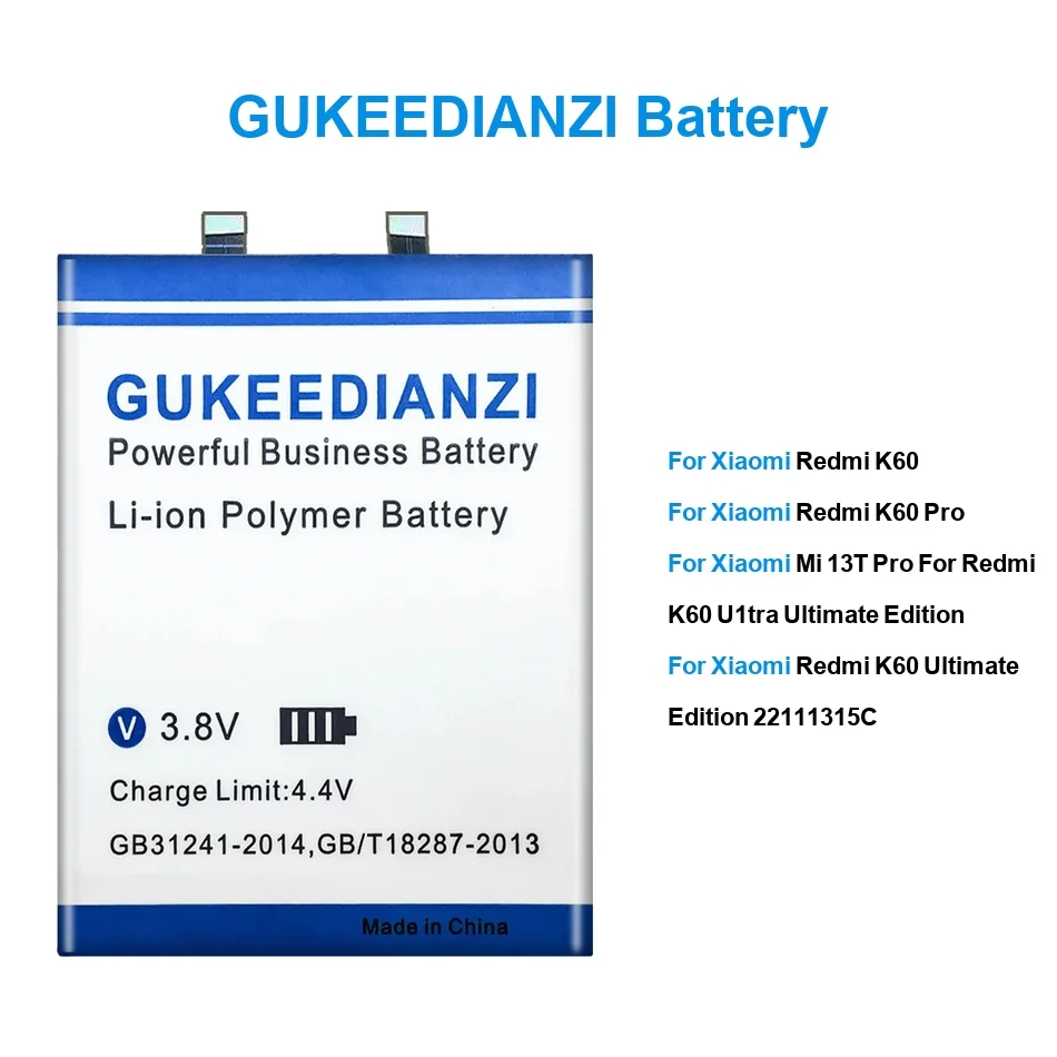 

Аккумулятор для Xiaomi 13T, для MI, для Redmi K60 22111315C u1tra Ultimate Pro BN5S (1 шт.) BM5S BM5L