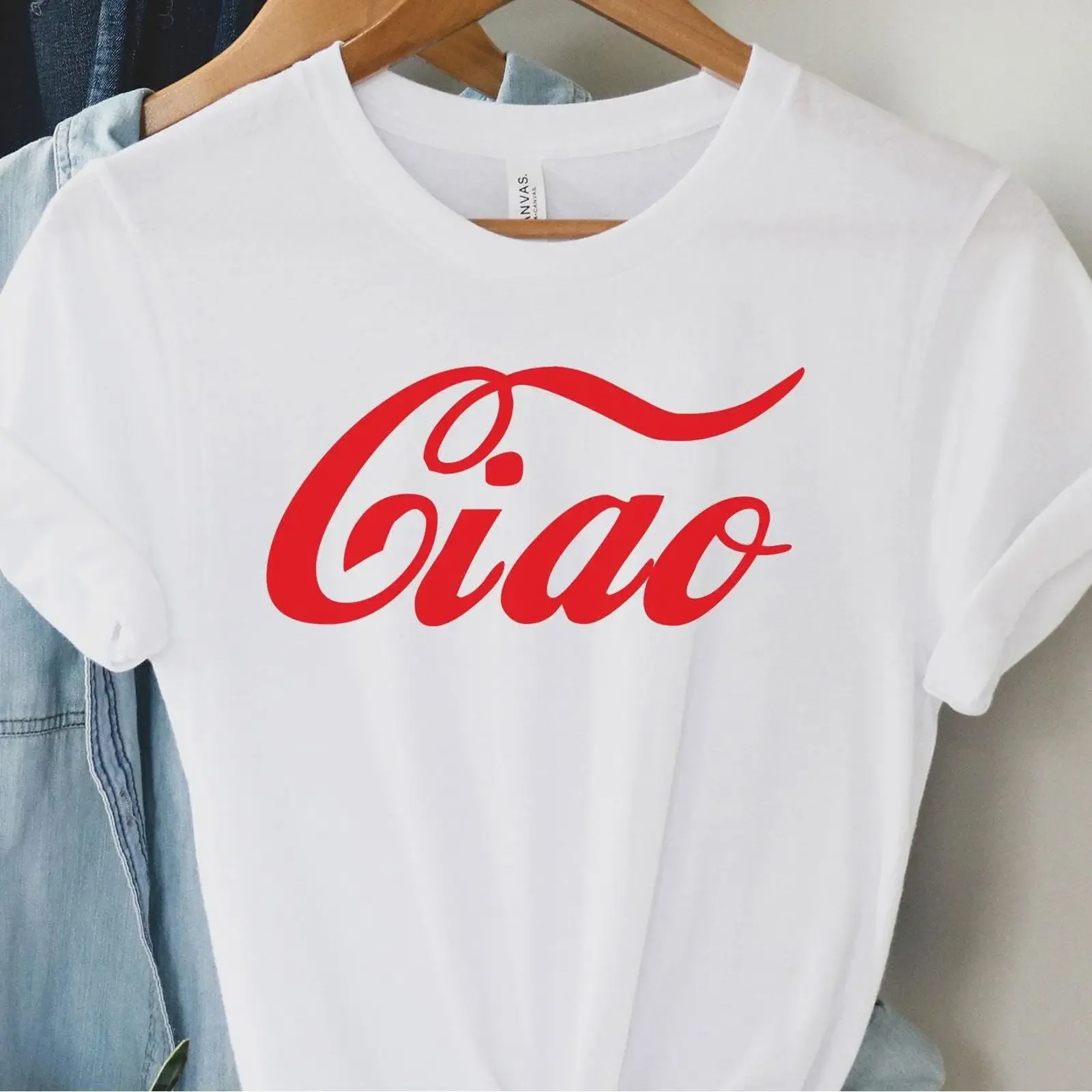 Ciao T Shirt Italian Hello Goodbye Travel Adventure Fashion Top vintage Washed graphic Casual Slightly Top For Everyday Wear