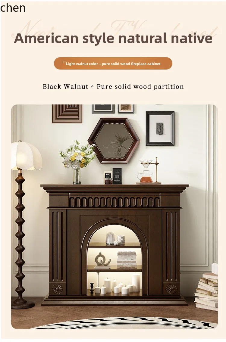 ZML retro style decorative fireplace cabinet texture storage living room entrance art side cabinet