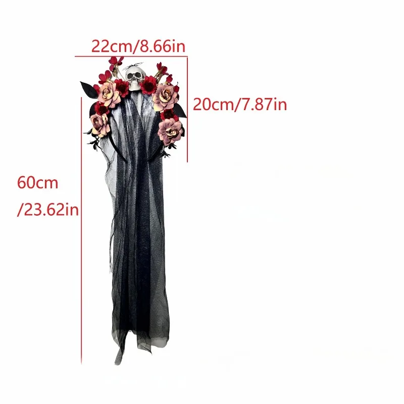 Go for It! Flower - Skull Veil Headband Exclusive for Women on Halloween Perfect for Unique Party Looks!